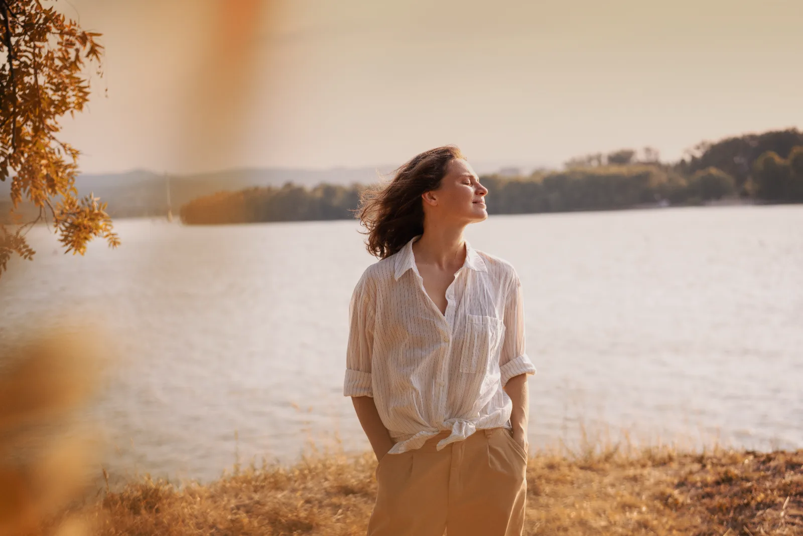 Woman in a beautiful retreat setting